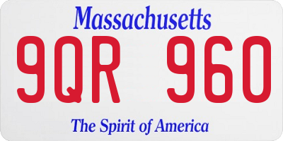 MA license plate 9QR960