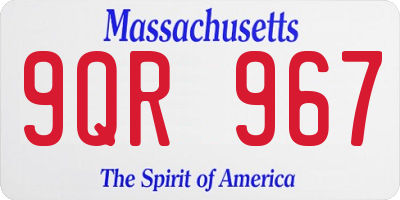 MA license plate 9QR967