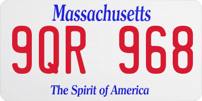 MA license plate 9QR968