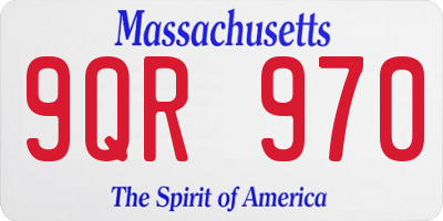 MA license plate 9QR970