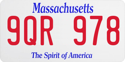 MA license plate 9QR978