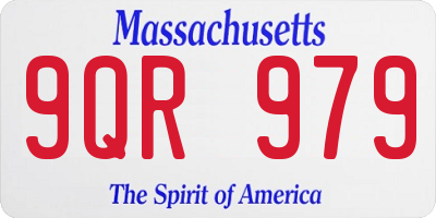 MA license plate 9QR979