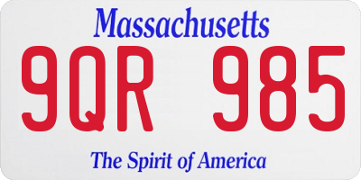 MA license plate 9QR985
