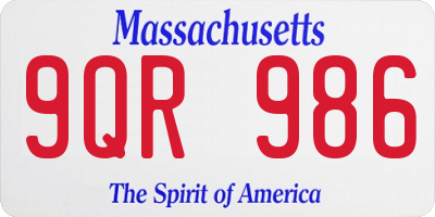 MA license plate 9QR986