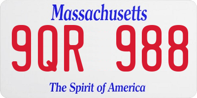 MA license plate 9QR988