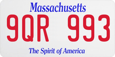 MA license plate 9QR993