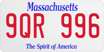 MA license plate 9QR996