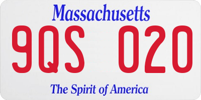 MA license plate 9QS020