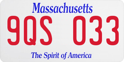 MA license plate 9QS033