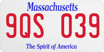 MA license plate 9QS039