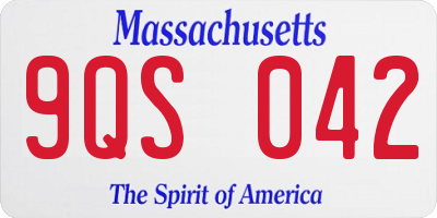 MA license plate 9QS042