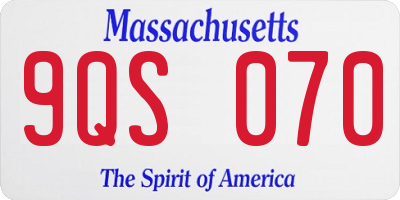 MA license plate 9QS070
