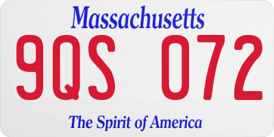 MA license plate 9QS072