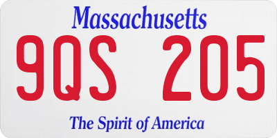 MA license plate 9QS205