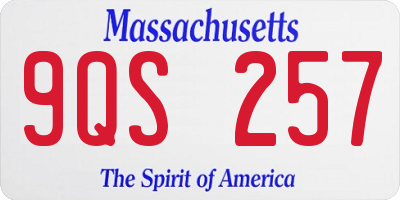MA license plate 9QS257