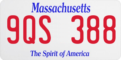 MA license plate 9QS388