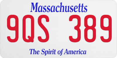 MA license plate 9QS389