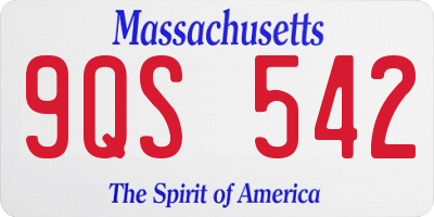 MA license plate 9QS542