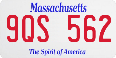MA license plate 9QS562