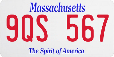 MA license plate 9QS567