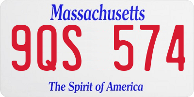 MA license plate 9QS574