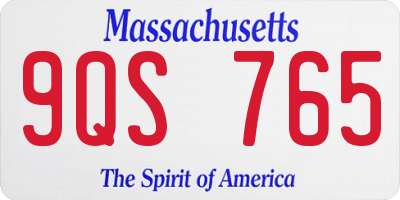 MA license plate 9QS765