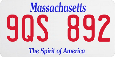 MA license plate 9QS892