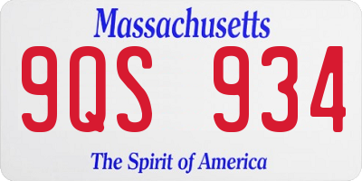 MA license plate 9QS934