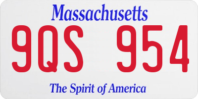MA license plate 9QS954
