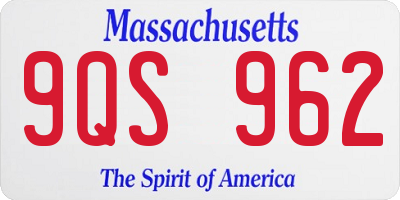 MA license plate 9QS962