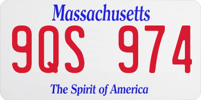 MA license plate 9QS974