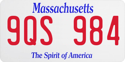 MA license plate 9QS984
