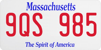 MA license plate 9QS985