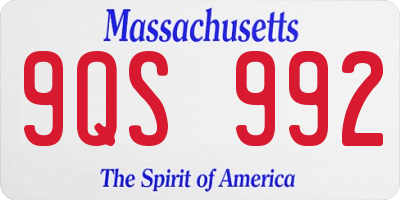 MA license plate 9QS992