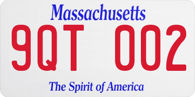 MA license plate 9QT002