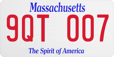 MA license plate 9QT007