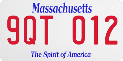 MA license plate 9QT012
