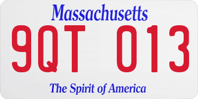 MA license plate 9QT013