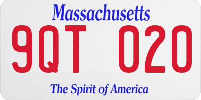 MA license plate 9QT020
