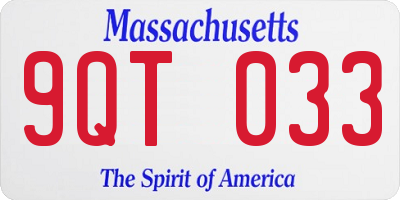 MA license plate 9QT033