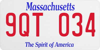 MA license plate 9QT034