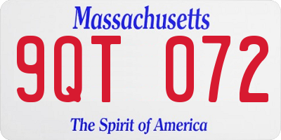 MA license plate 9QT072