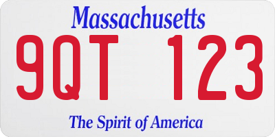 MA license plate 9QT123