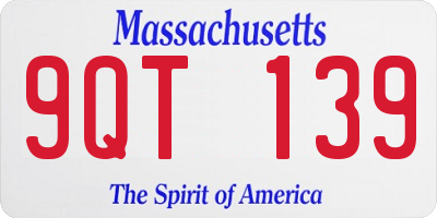 MA license plate 9QT139