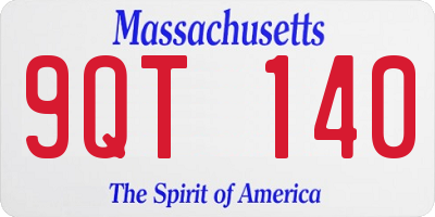 MA license plate 9QT140