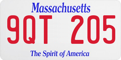 MA license plate 9QT205