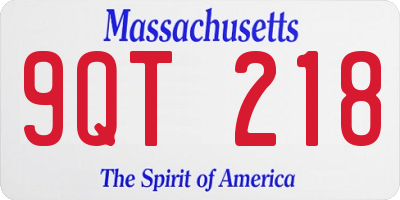 MA license plate 9QT218