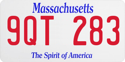 MA license plate 9QT283