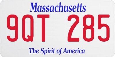 MA license plate 9QT285