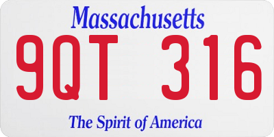 MA license plate 9QT316